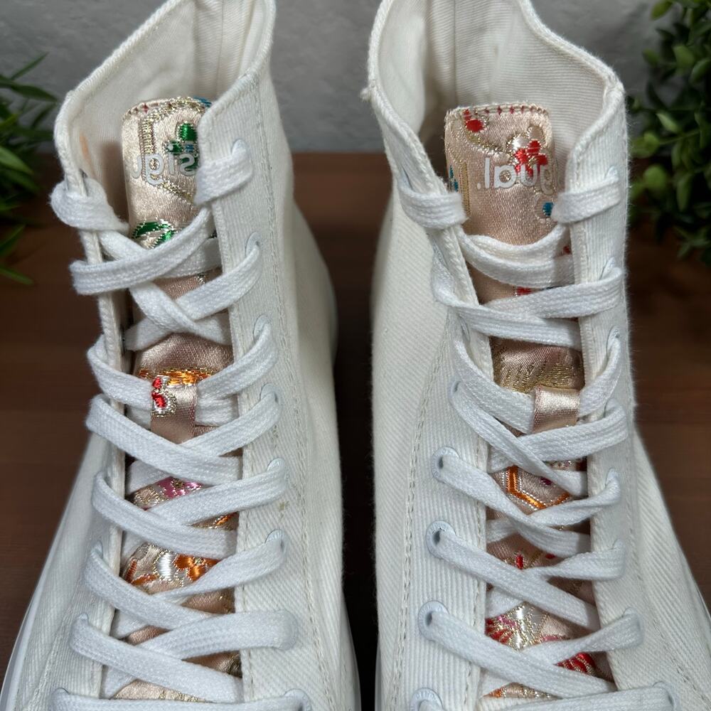 Desigual Women's Casual Heart White High Top Sneakers Size 10 - Picture 4 of 10